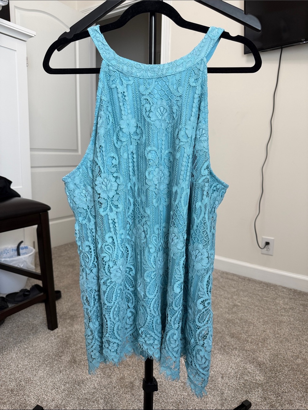 torrid Light Blue Floral Lace Halter Tunic